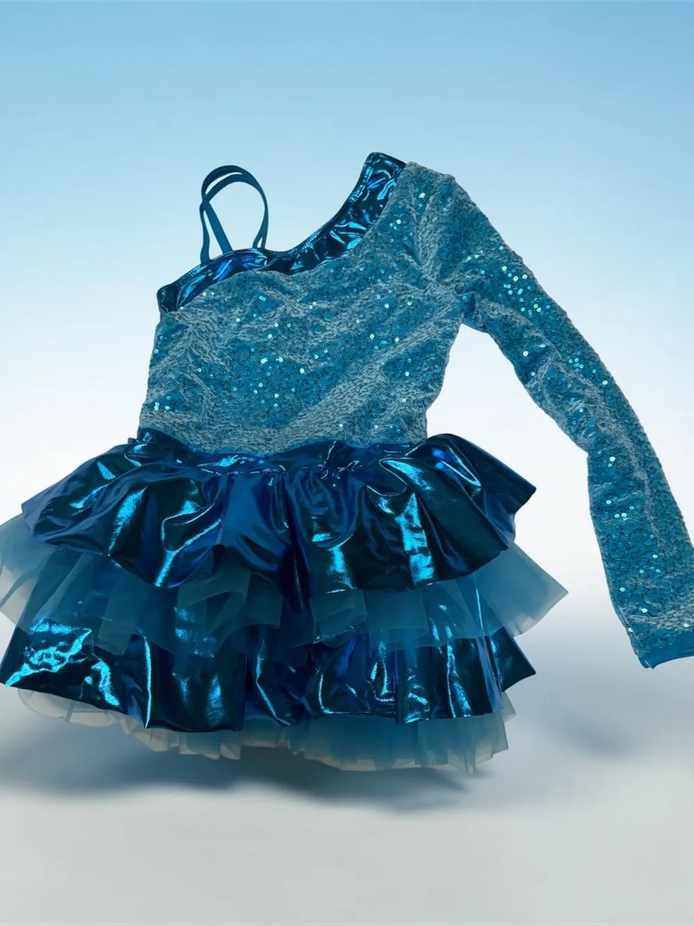 Sparkling Blue One-Shoulder Tutu Costume Dress - Kids